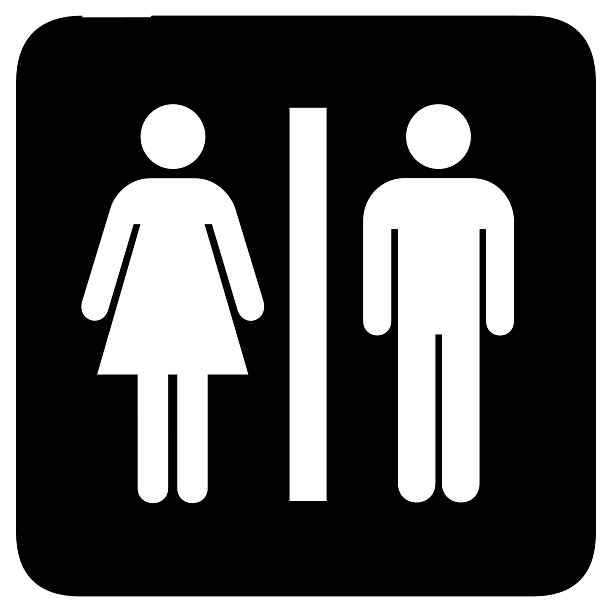 Male and Female Toilet Icon Black Background