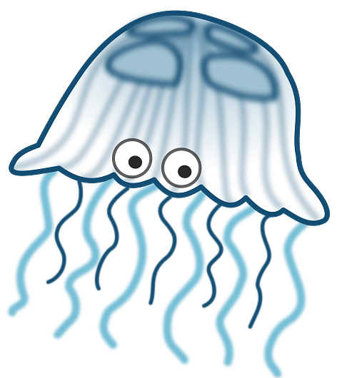 Blue and White Jellyfish with Eyes